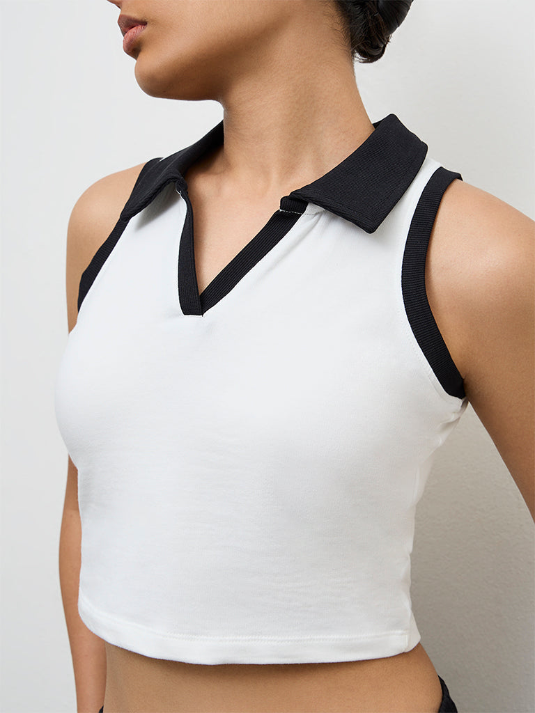Nuoflexx White Cotton-Blend Top