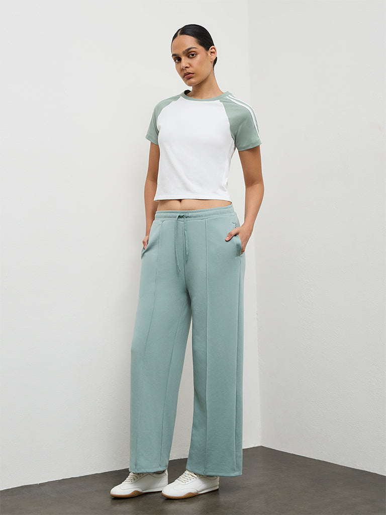 Nuoflexx White Color-Blocked Cotton T-Shirt