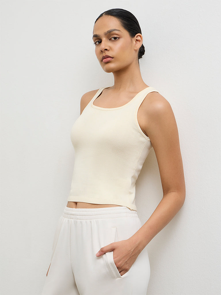 Nuoflexx Cream Ribbed Tank Top