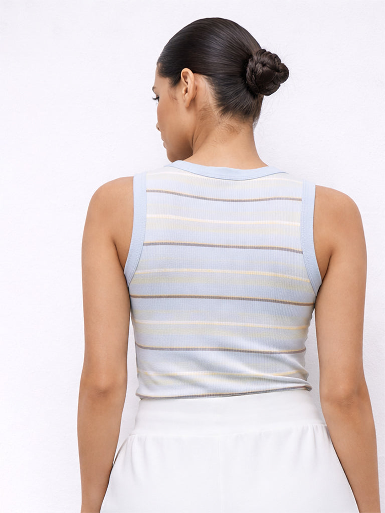 Nuoflexx Light Blue Striped Cotton Top