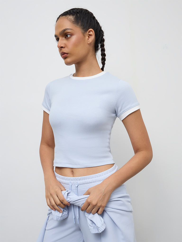 Nuoflexx Light Blue Cotton-Blend T-Shirt