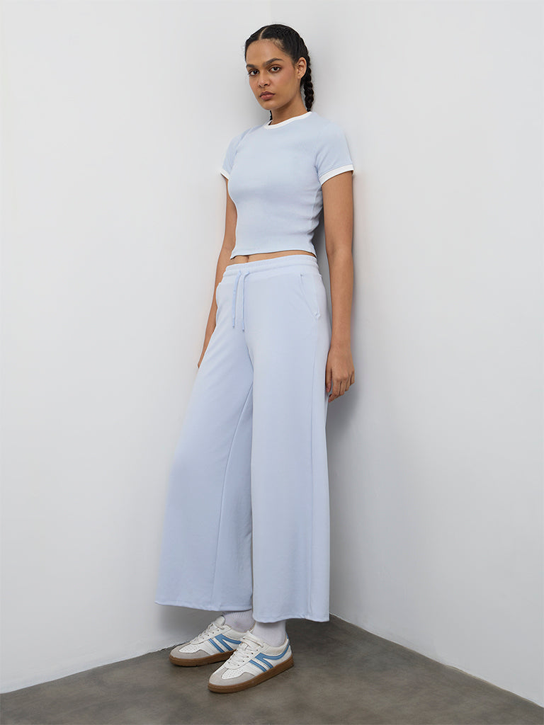Nuoflexx Light Blue Cotton-Blend T-Shirt