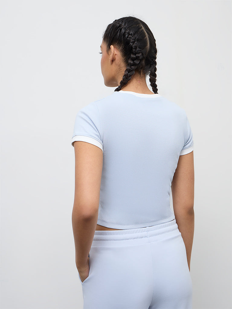 Nuoflexx Light Blue Cotton-Blend T-Shirt