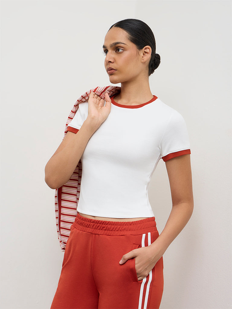 Nuoflexx Off-White Cotton-Blend T-Shirt
