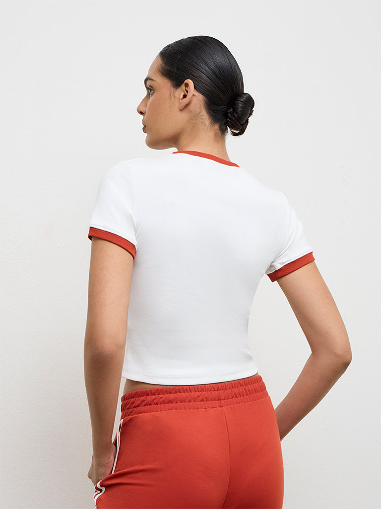 Nuoflexx Off-White Cotton-Blend T-Shirt