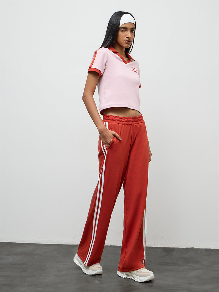Nuoflexx Pink Numerical-Detail Cotton-Blend T-Shirt
