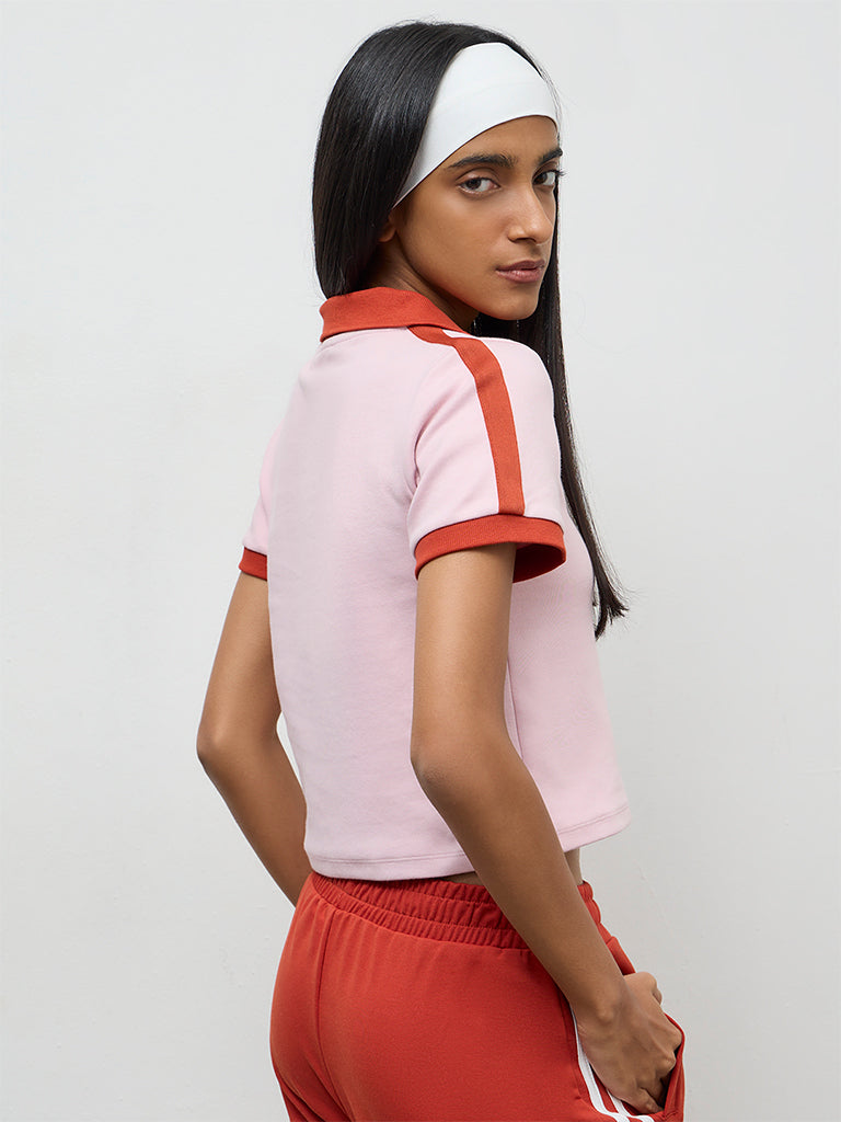 Nuoflexx Pink Numerical-Detail Cotton-Blend T-Shirt