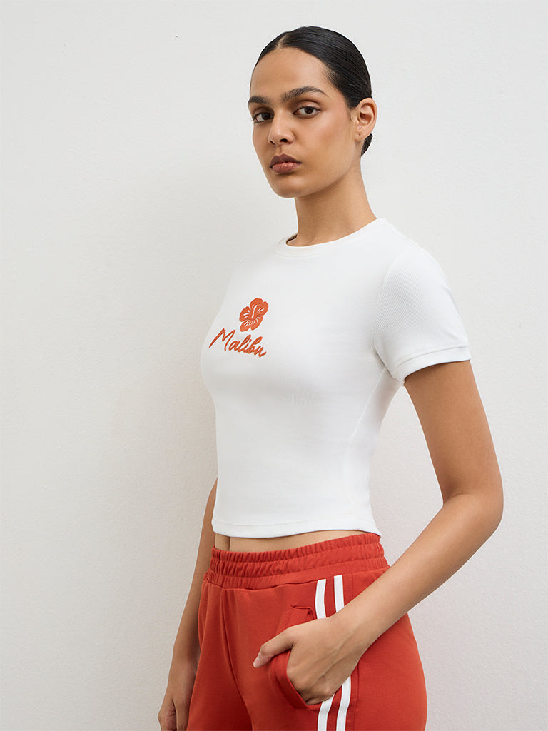 Nuoflexx Off-White Printed Cotton-Blend T-Shirt