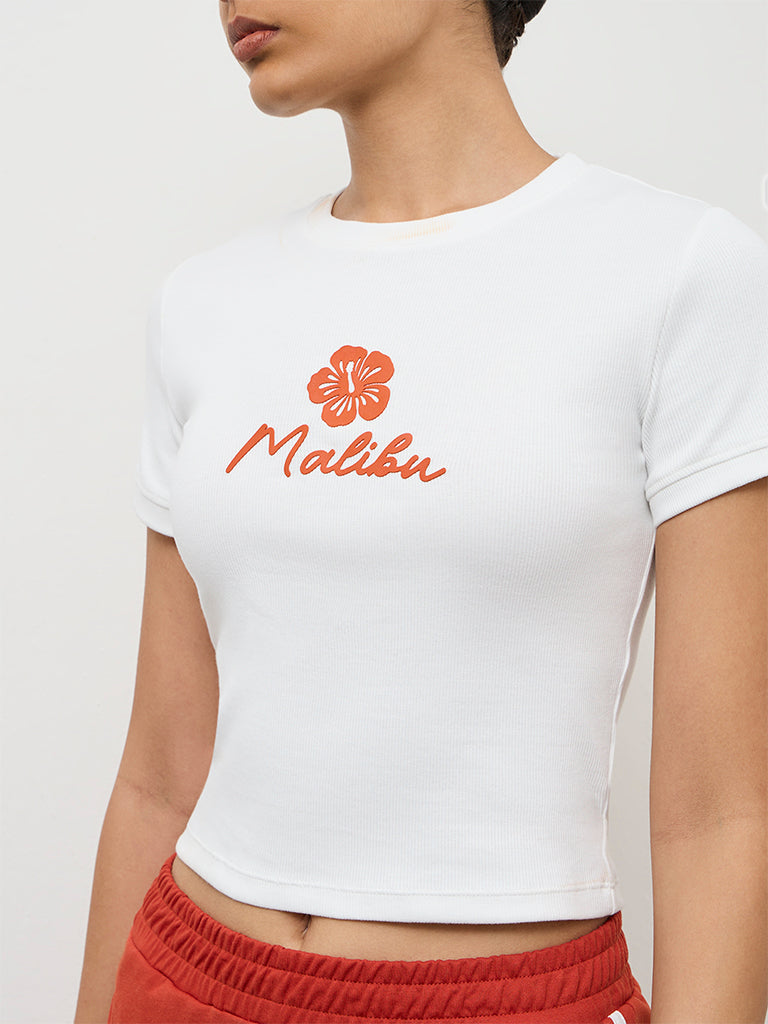 Nuoflexx Off-White Printed Cotton-Blend T-Shirt