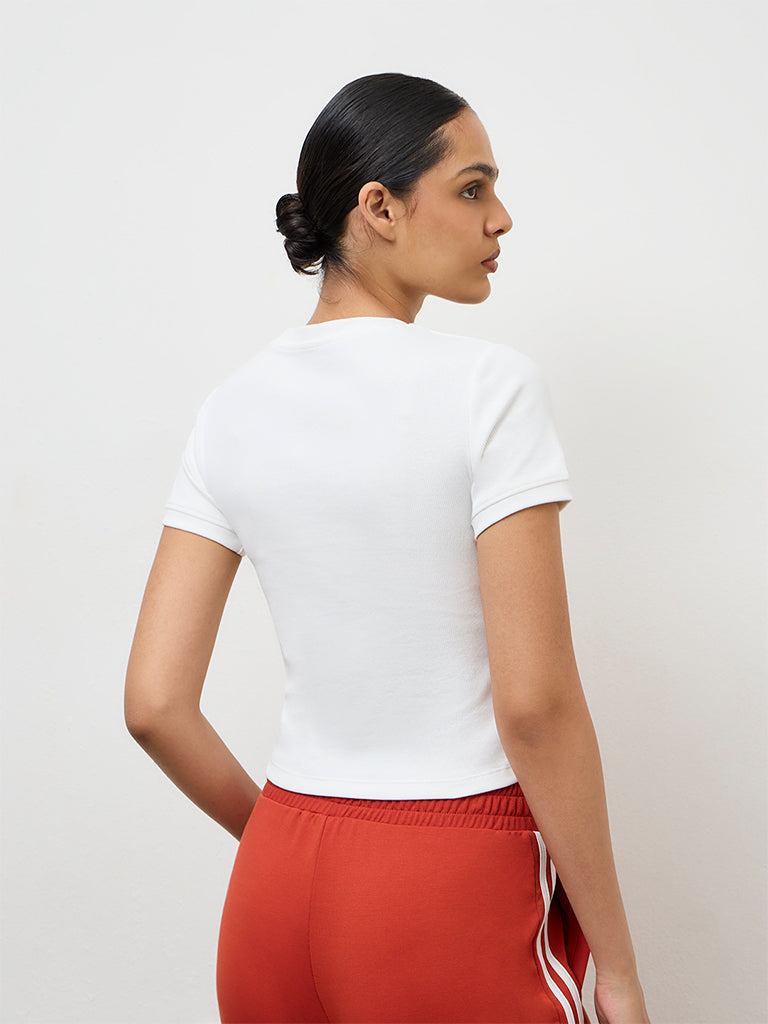 Nuoflexx Off-White Printed Cotton-Blend T-Shirt