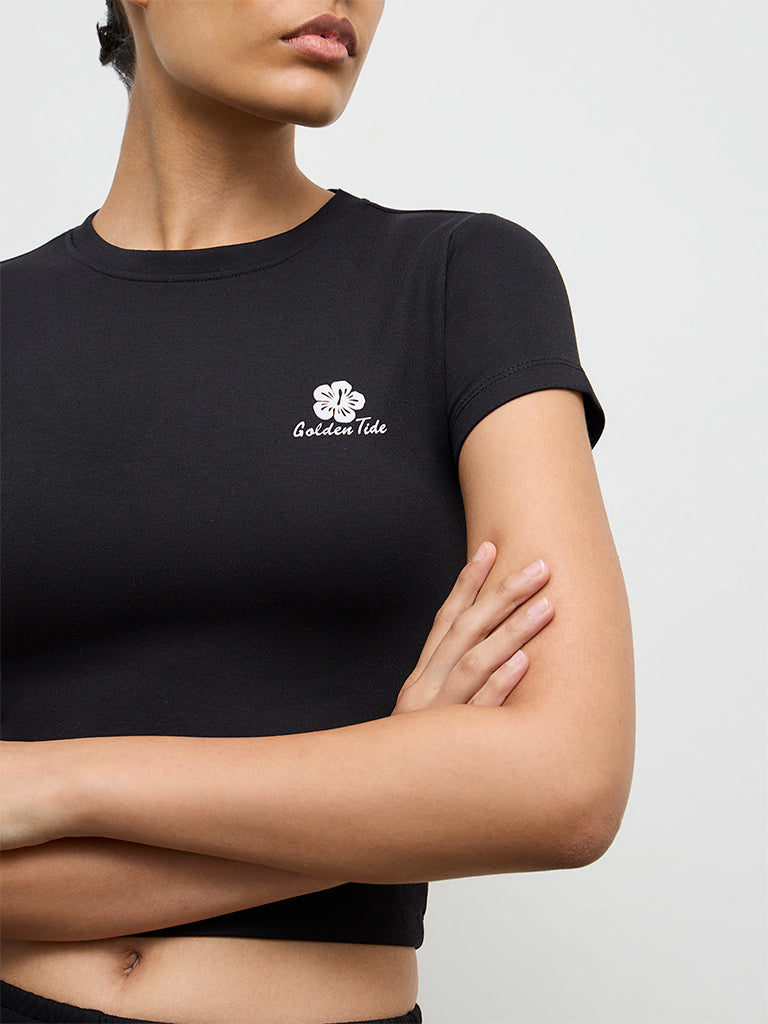 Nuoflexx Black Printed T-Shirt