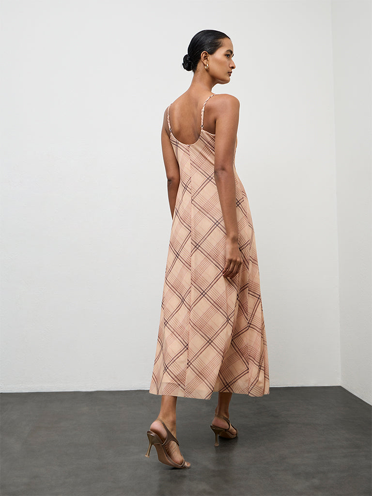 Buy Wardrobe Beige Checks Design A Line Dress from Westside Buy Wardrobe Beige Checks Design A Line Dress from Westside