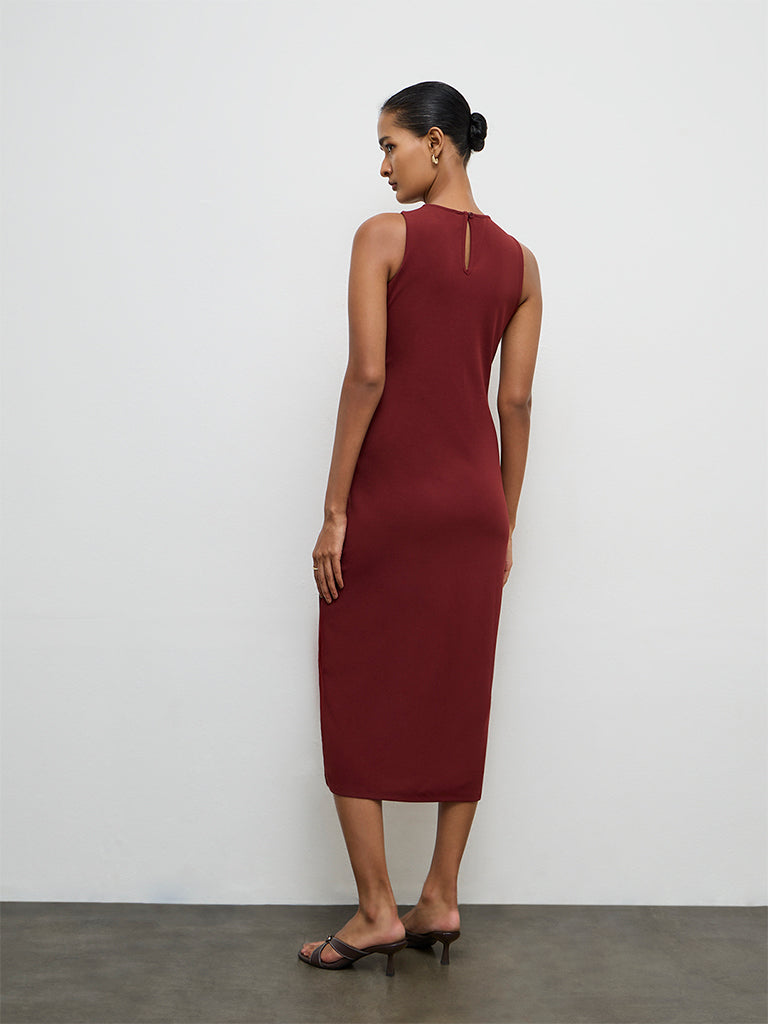 Wardrobe Red Hardware Detailed Bodycon Dress