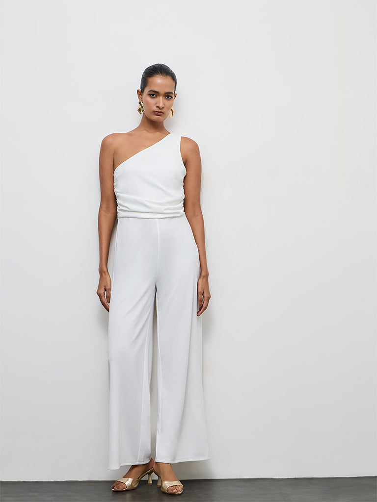 Wardrobe Ivory One-Shoulder Jumpsuit