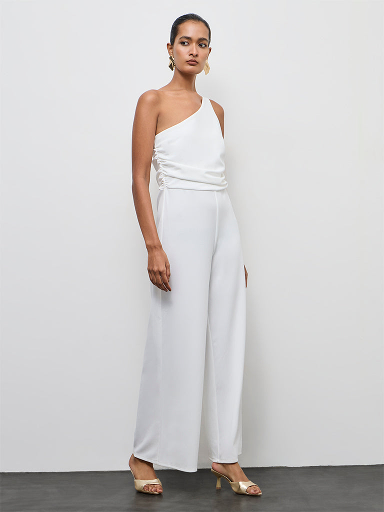 Wardrobe Ivory One-Shoulder Jumpsuit