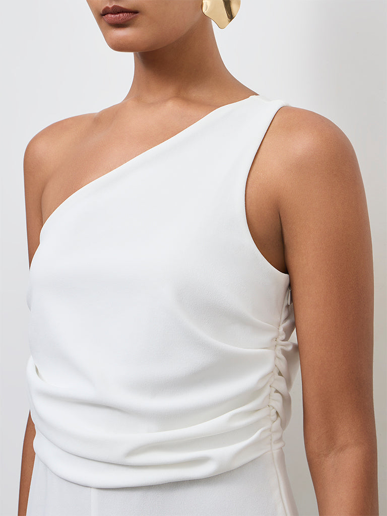 Wardrobe Ivory One-Shoulder Jumpsuit