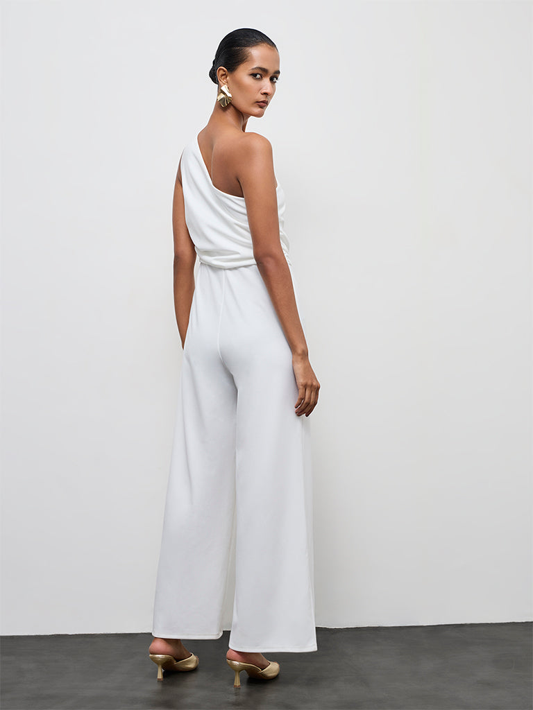 Wardrobe Ivory One-Shoulder Jumpsuit