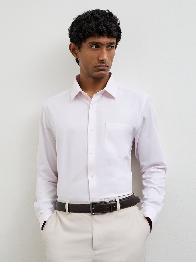 WES Formals Pink Slim-Fit Cotton Shirt