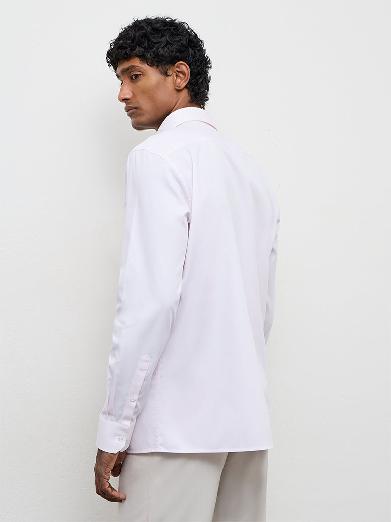 WES Formals Pink Slim-Fit Cotton Shirt
