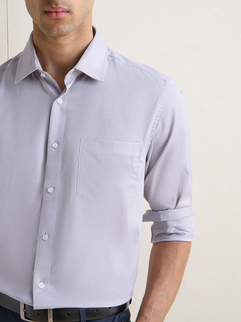 WES Formals Grey Slim-Fit Cotton Shirt