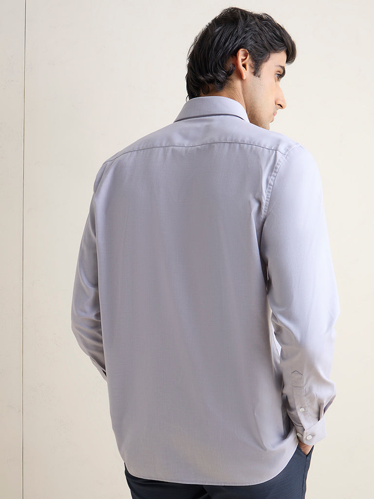 WES Formals Grey Slim-Fit Cotton Shirt