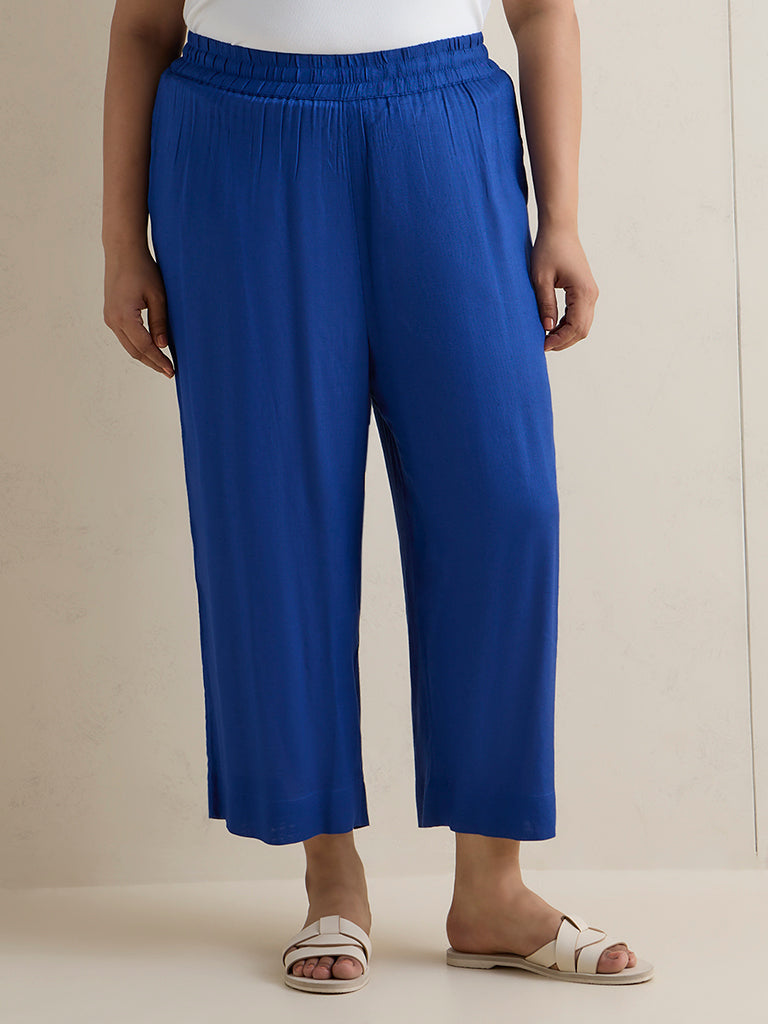 Diza Blue Solid Pants
