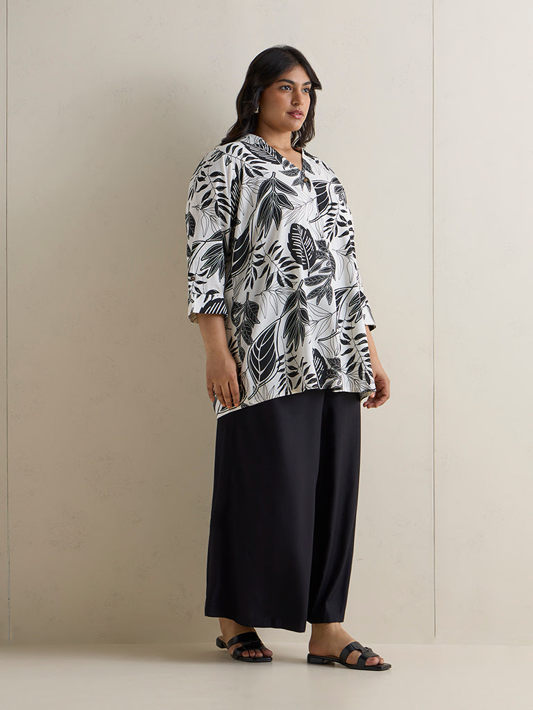 Diza White Botanical Printed Tunic