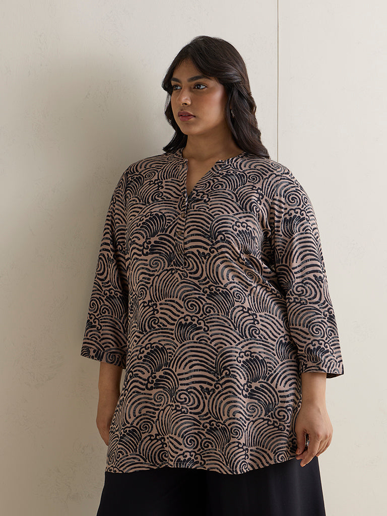 Diza Brown Graphic Printed Tunic