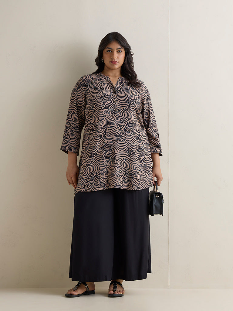 Diza Brown Graphic Printed Tunic