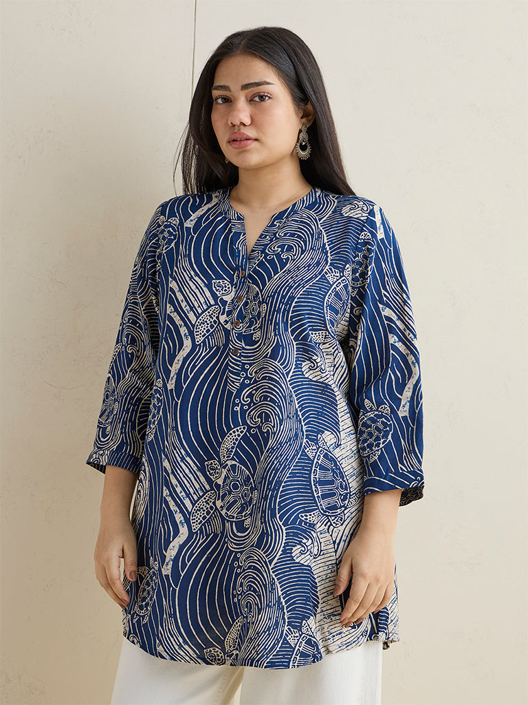Diza Indigo Turtle Printed Tunic