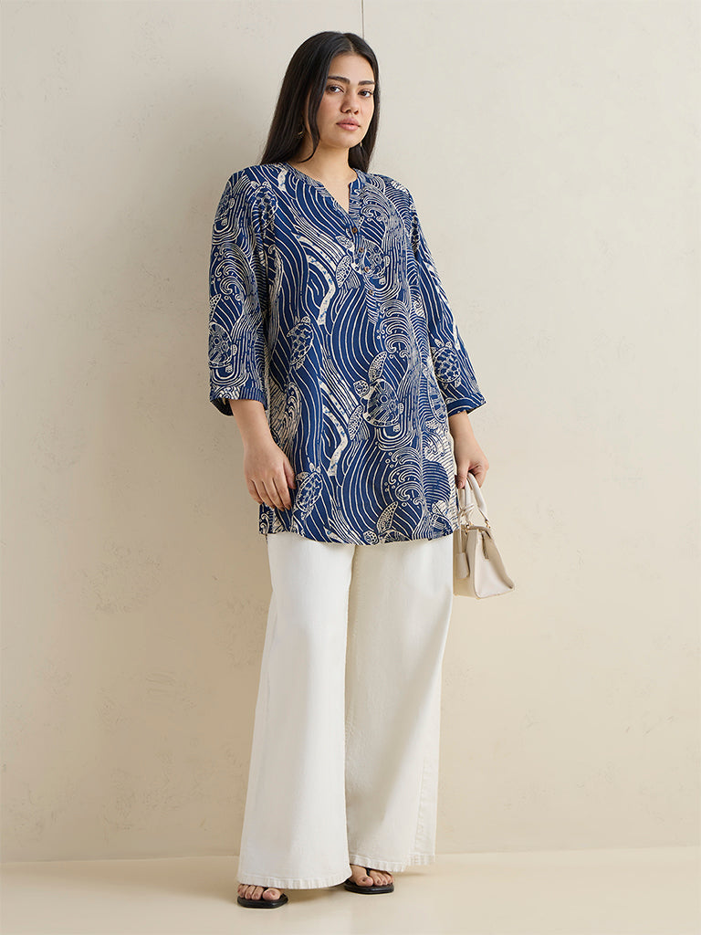 Diza Indigo Turtle Printed Tunic