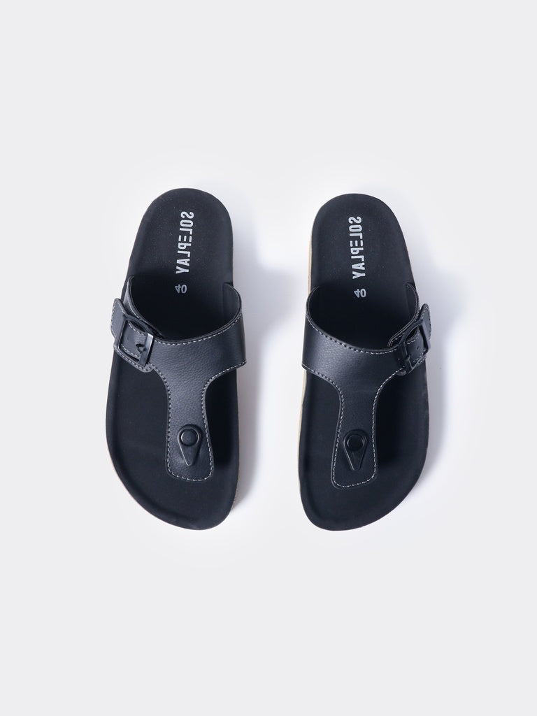 SOLEPLAY Black Thong Slides