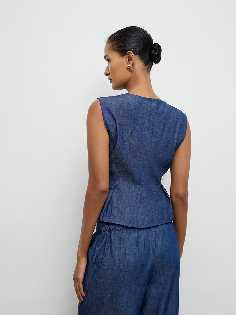 Wardrobe Indigo Denim Peplum Blouse