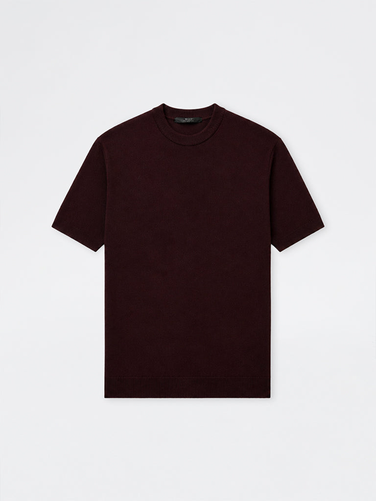 WES Formals Wine Knitted Slim-Fit T-Shirt