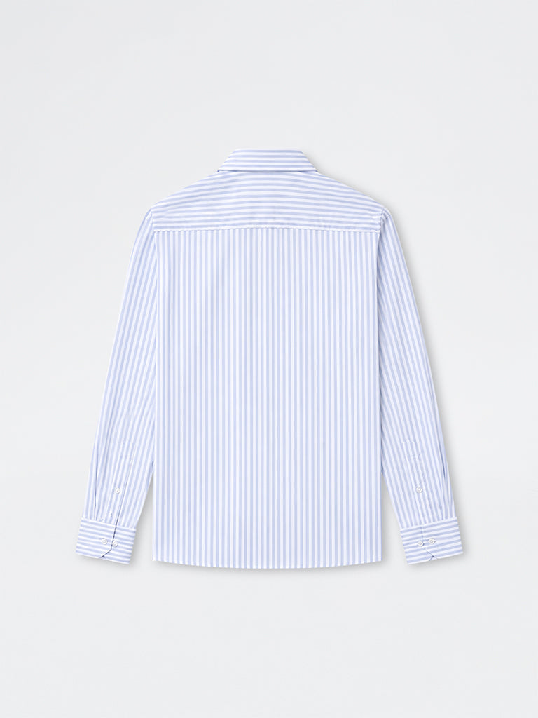 WES Formals Grey Striped Slim-Fit Cotton Shirt