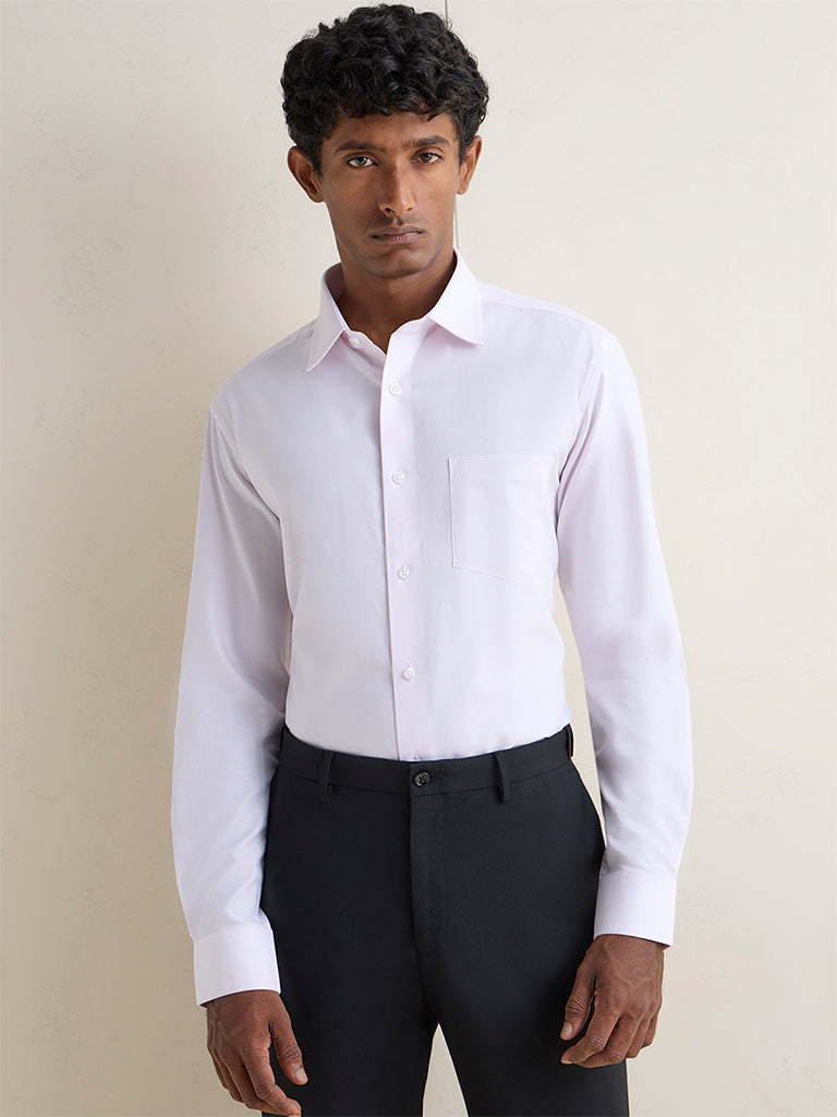 WES Formals Light Pink Relaxed-Fit Cotton Shirt