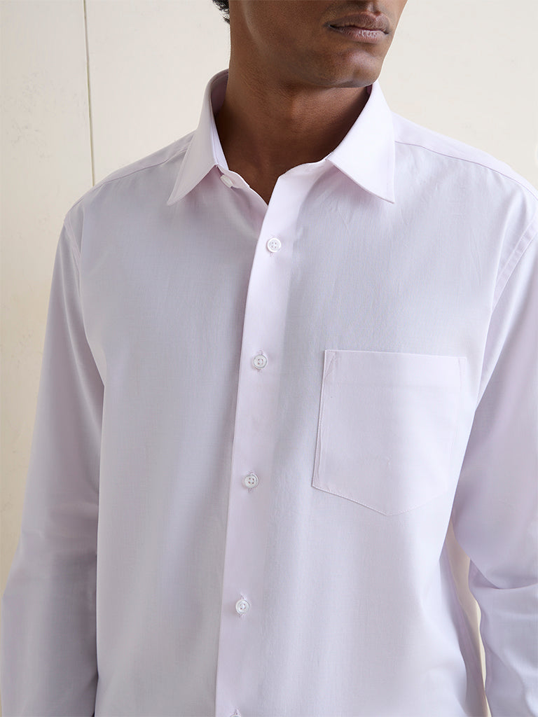 WES Formals Light Pink Relaxed-Fit Cotton Shirt