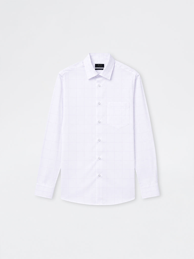WES Formals Pink Checkered Relaxed-Fit Cotton Shirt