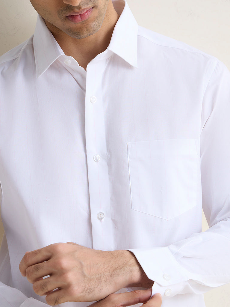 WES Formals Pink Checkered Relaxed-Fit Cotton Shirt