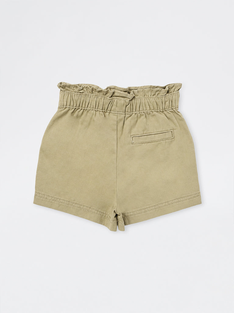 HOP Kids Girls Sage High-Rise Cotton Shorts