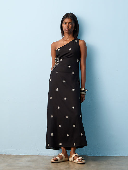 red linen dress outfit Loose Blue And Red Button Down Linen Maxi Dresses For Women Y753 main image 0