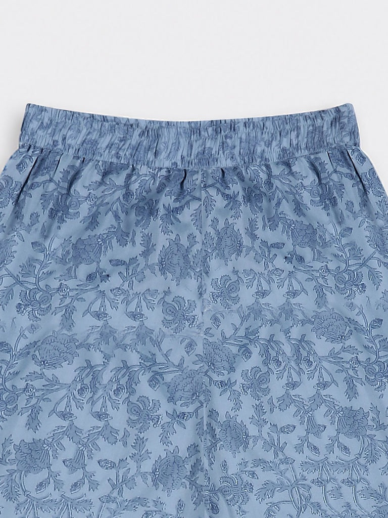 Zuba Wardrobe Blue Floral Printed Palazzos