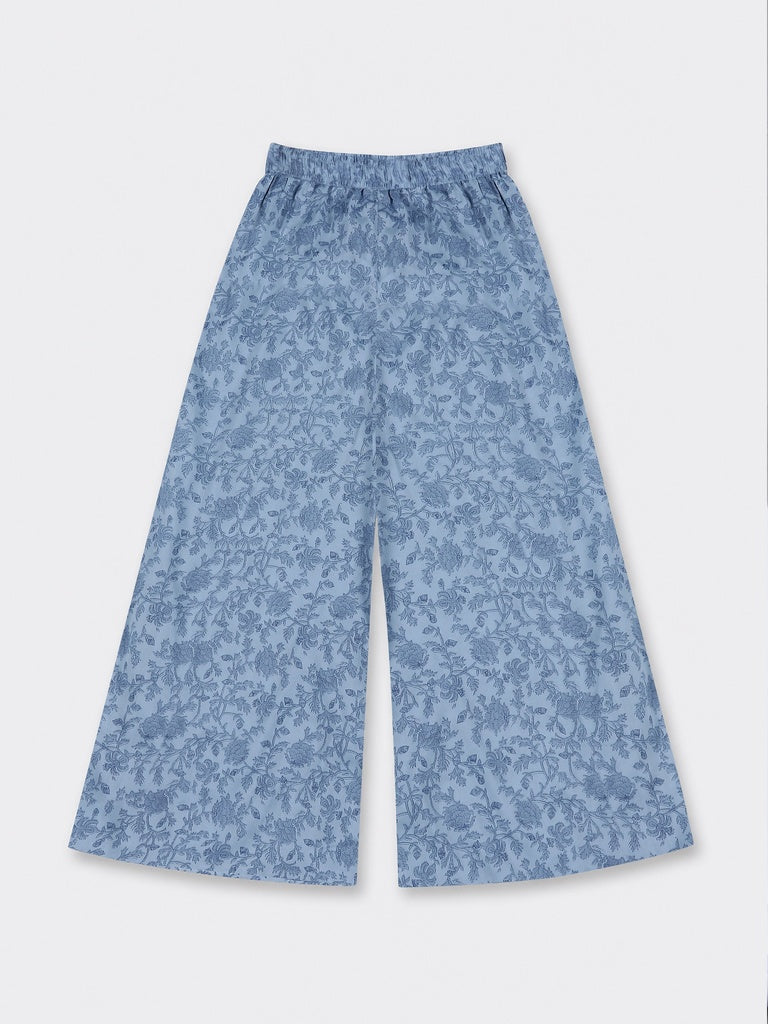 Zuba Wardrobe Blue Floral Printed Palazzos