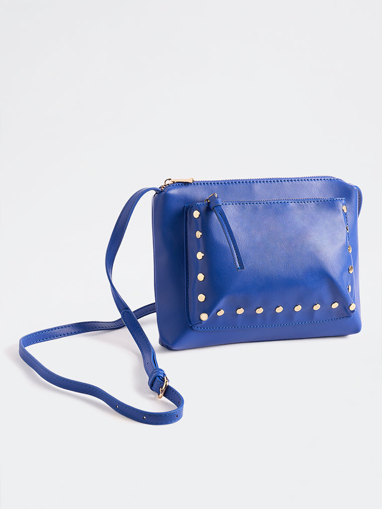 Westside Blue Studded Sling Bag