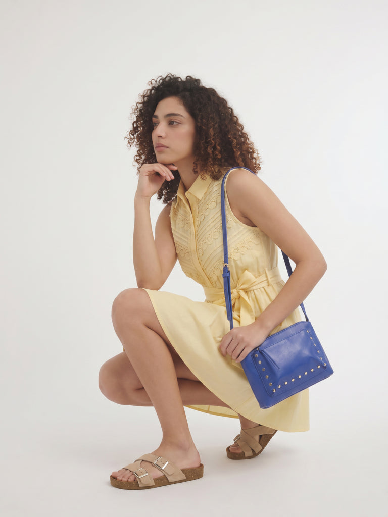 Westside Blue Studded Sling Bag