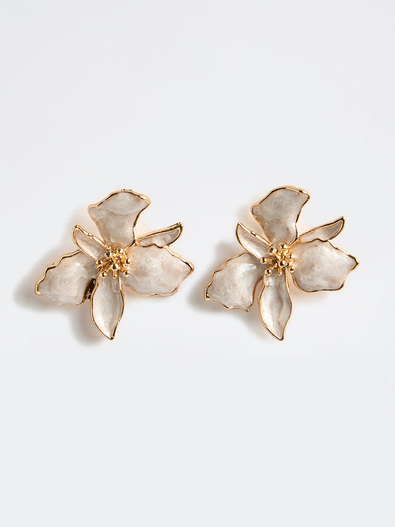 Westside Accessories Gold Floral Enamel Earrings