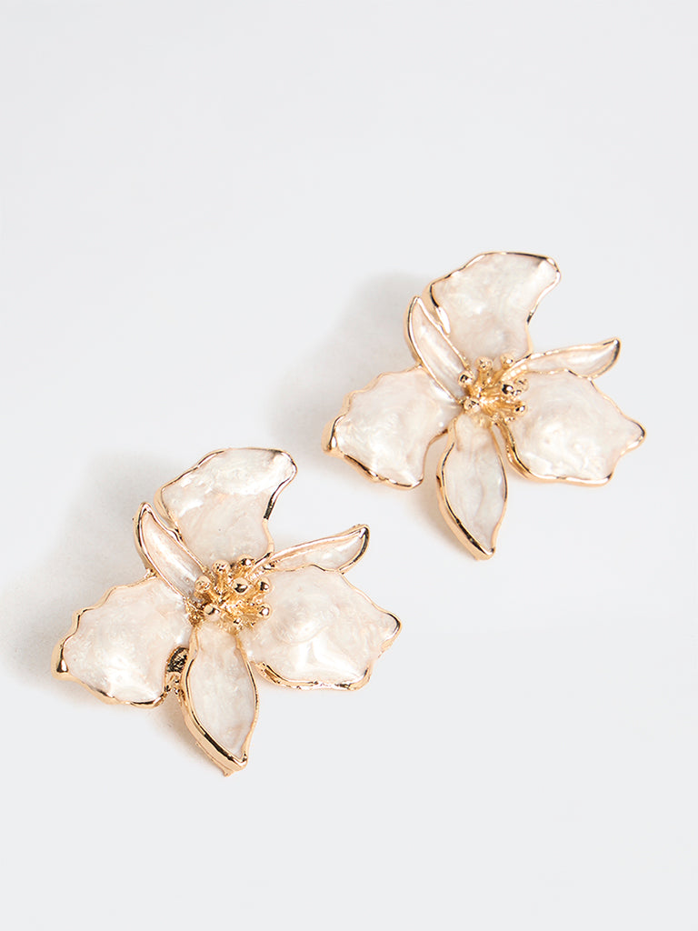 Westside Accessories Gold Floral Enamel Earrings