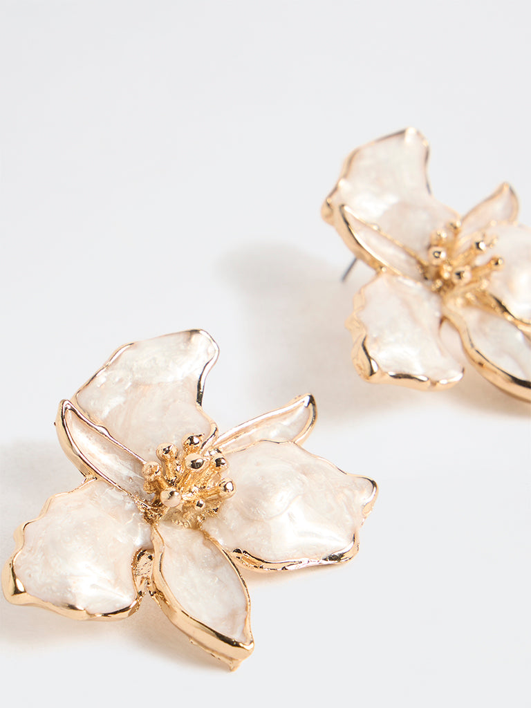 Westside Accessories Gold Floral Enamel Earrings