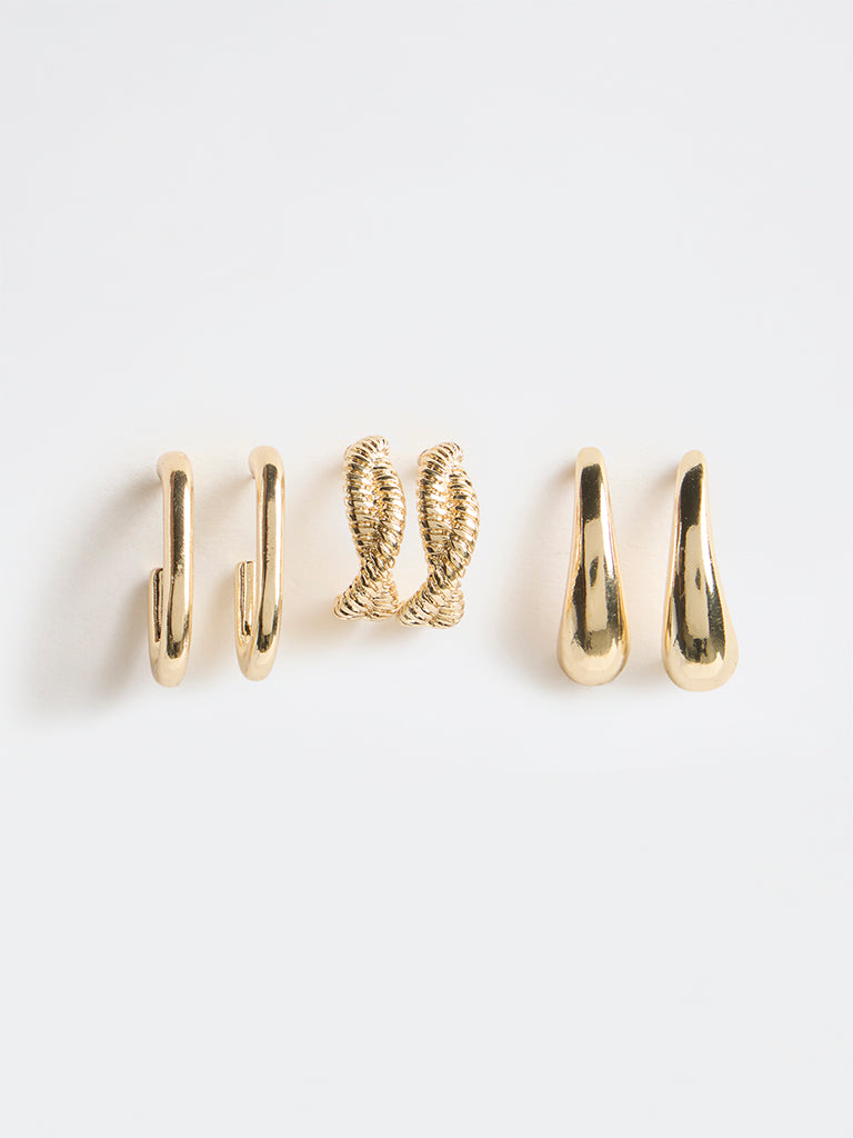 Westside Accessories Gold Trendy Hoop Earrings - Pack of 3