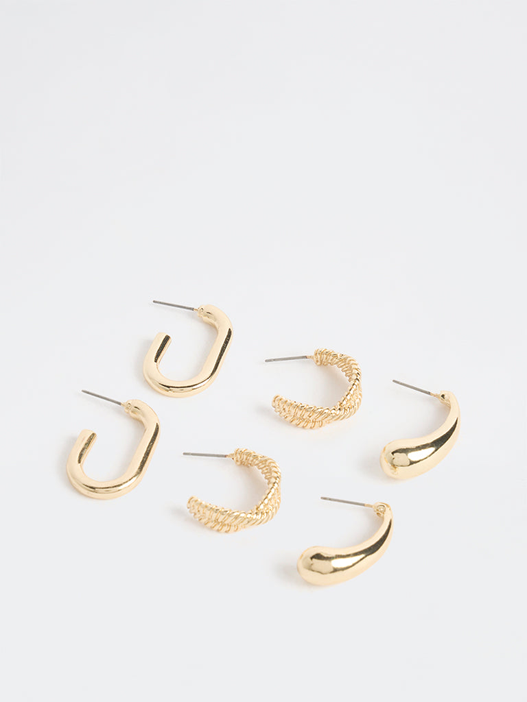 Westside Accessories Gold Trendy Hoop Earrings - Pack of 3